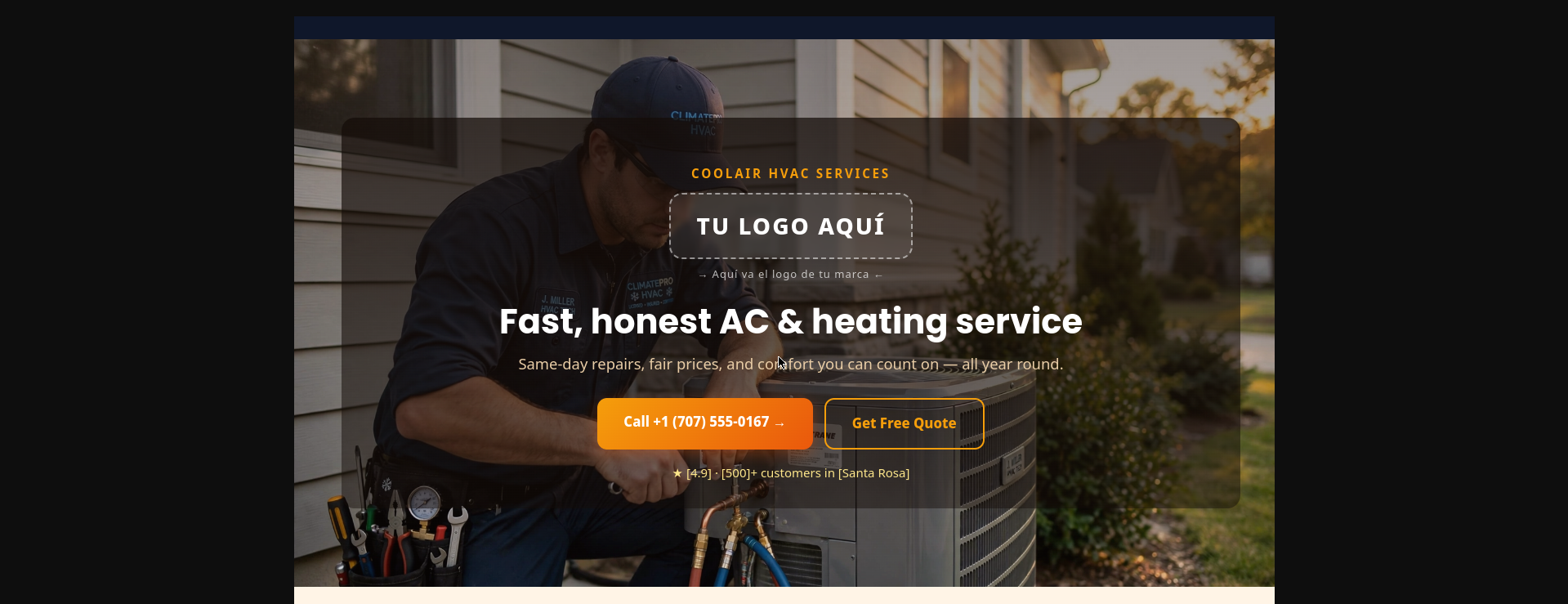 HVAC Warm template preview